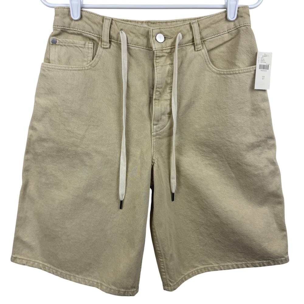 Pilcro Anthropologie Tan Ivory Drawstring Denim Shorts High Rise Size 27 NEW